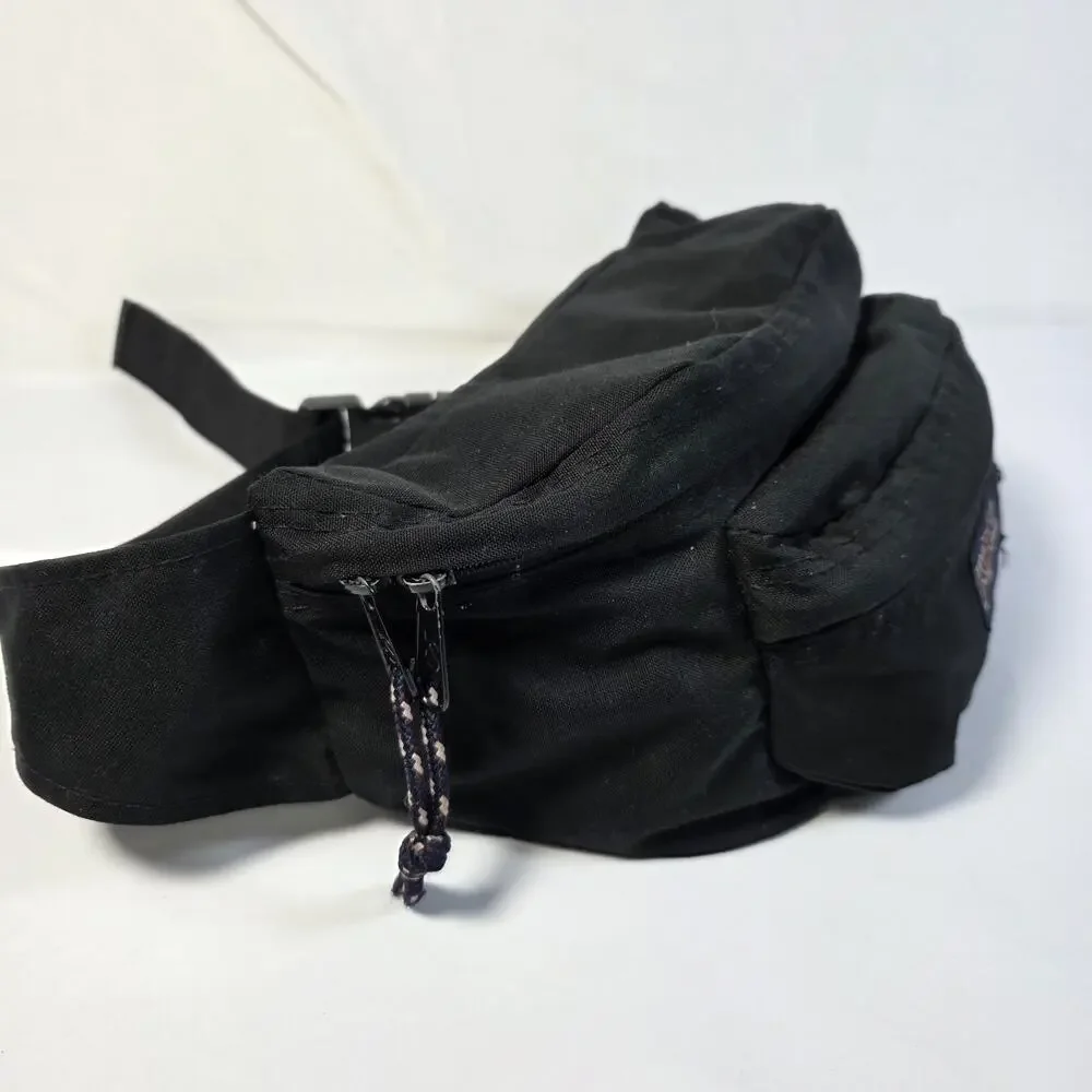 Vintage Jansport Fanny Pack Made In USA Black Nylon Waist Bag 90s Hip Pack