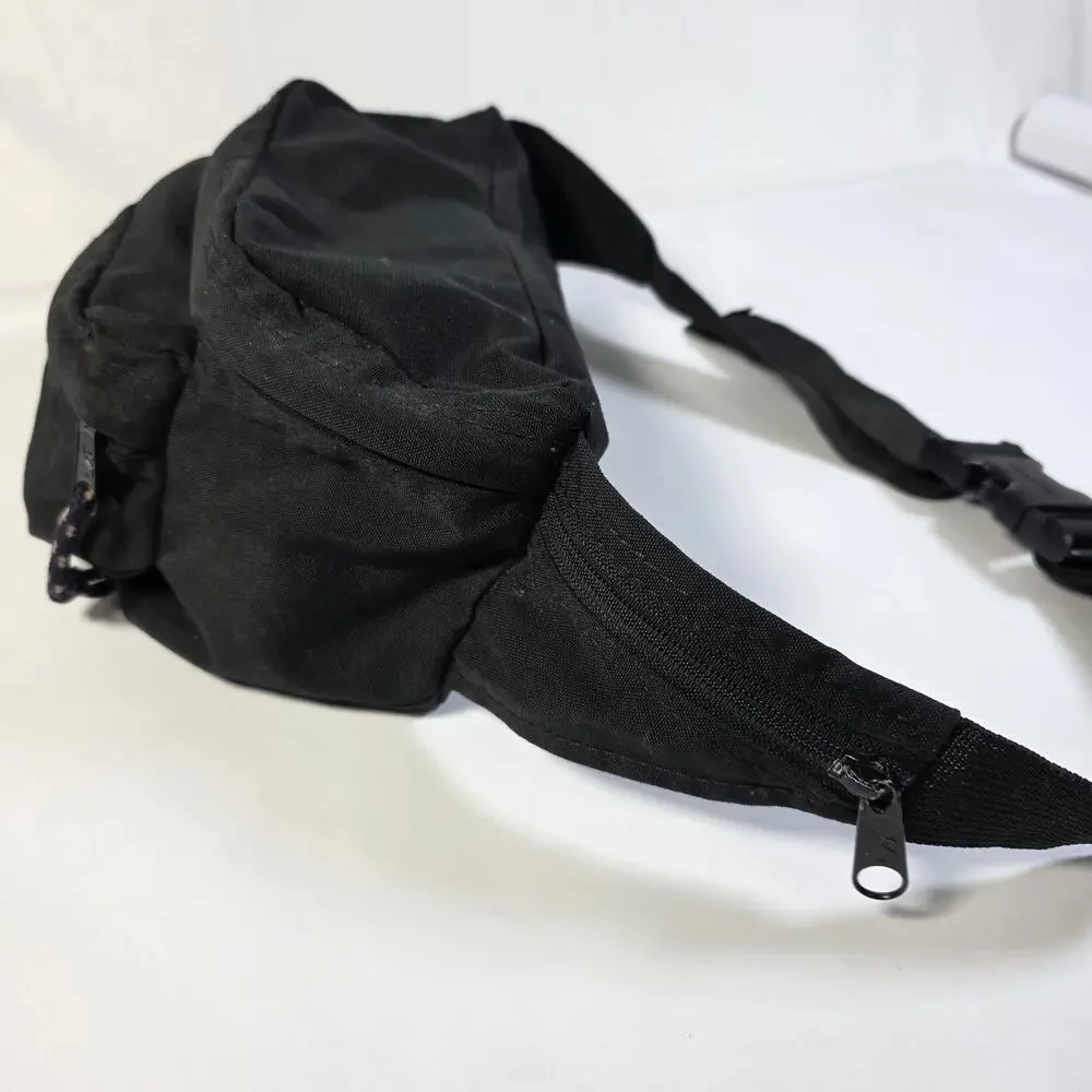 Vintage Jansport Fanny Pack Made In USA Black Nylon Waist Bag 90s Hip Pack