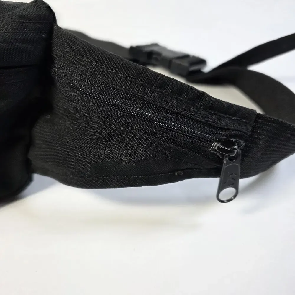Vintage Jansport Fanny Pack Made In USA Black Nylon Waist Bag 90s Hip Pack