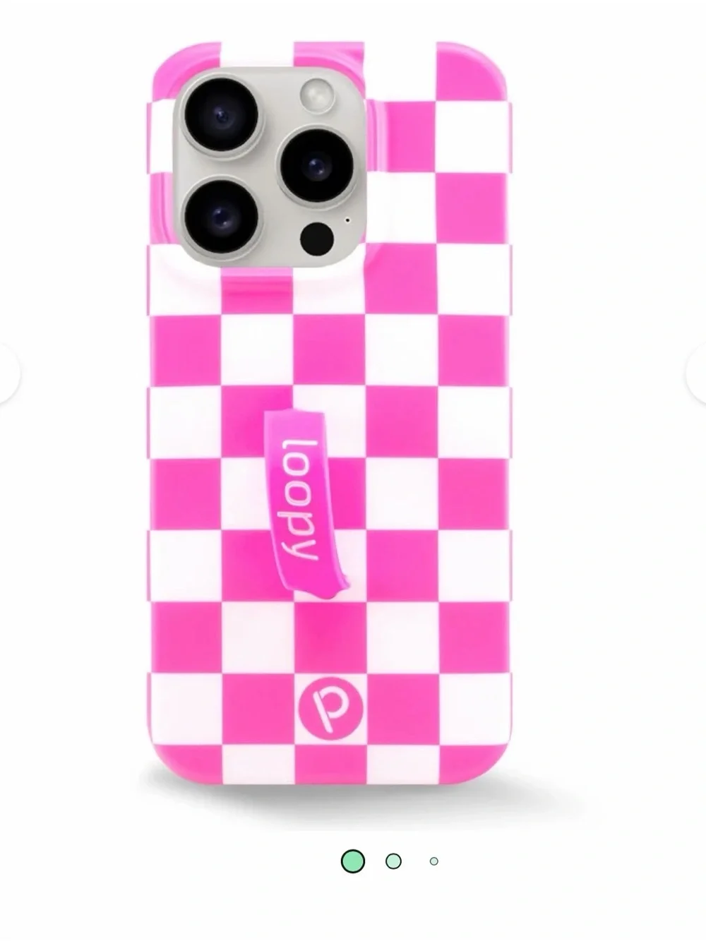Loopy iPhone 15 pro righty pink checkered case