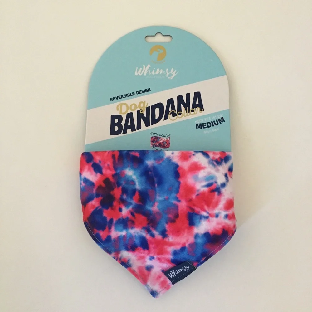 NEW (M) Dog Bandana Reversible Americana Tie Dye