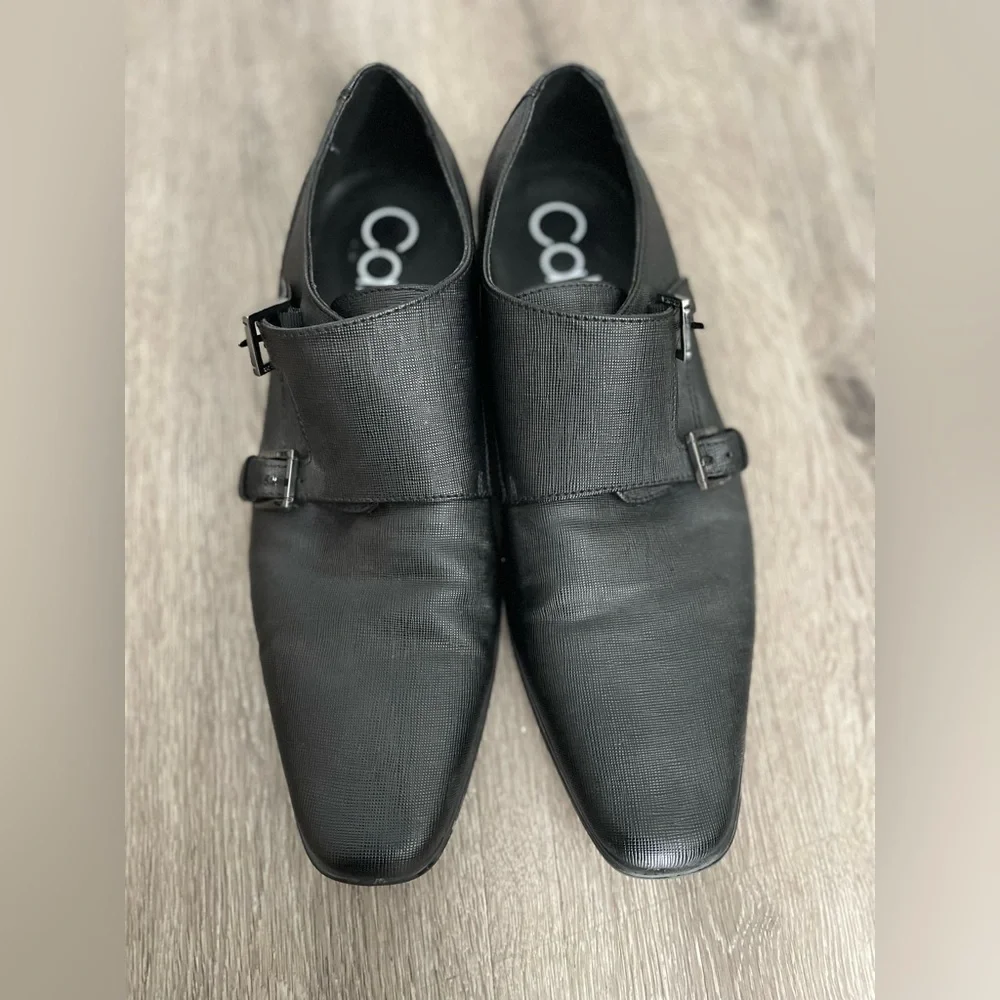 Calvin Klein Black Textured Men's Oxfords