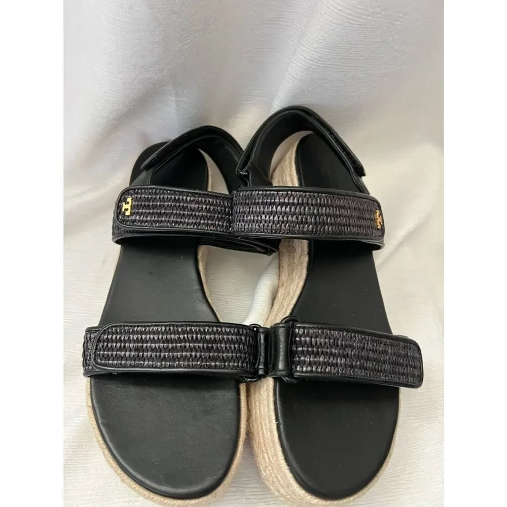 Tory Burch jute cushioned black