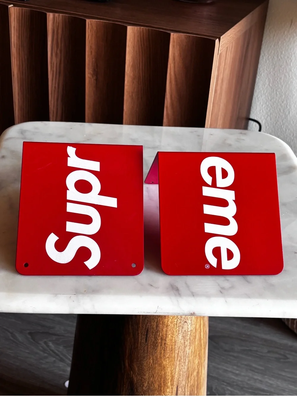 Supreme Red Metal Bookends – Set of 2