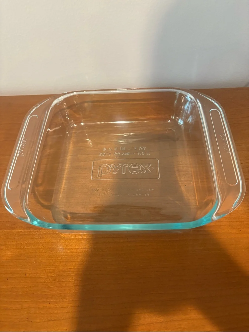 Vintage Pyrex 2222 Baking Square Dish Clear Glass 8x8x2 USA