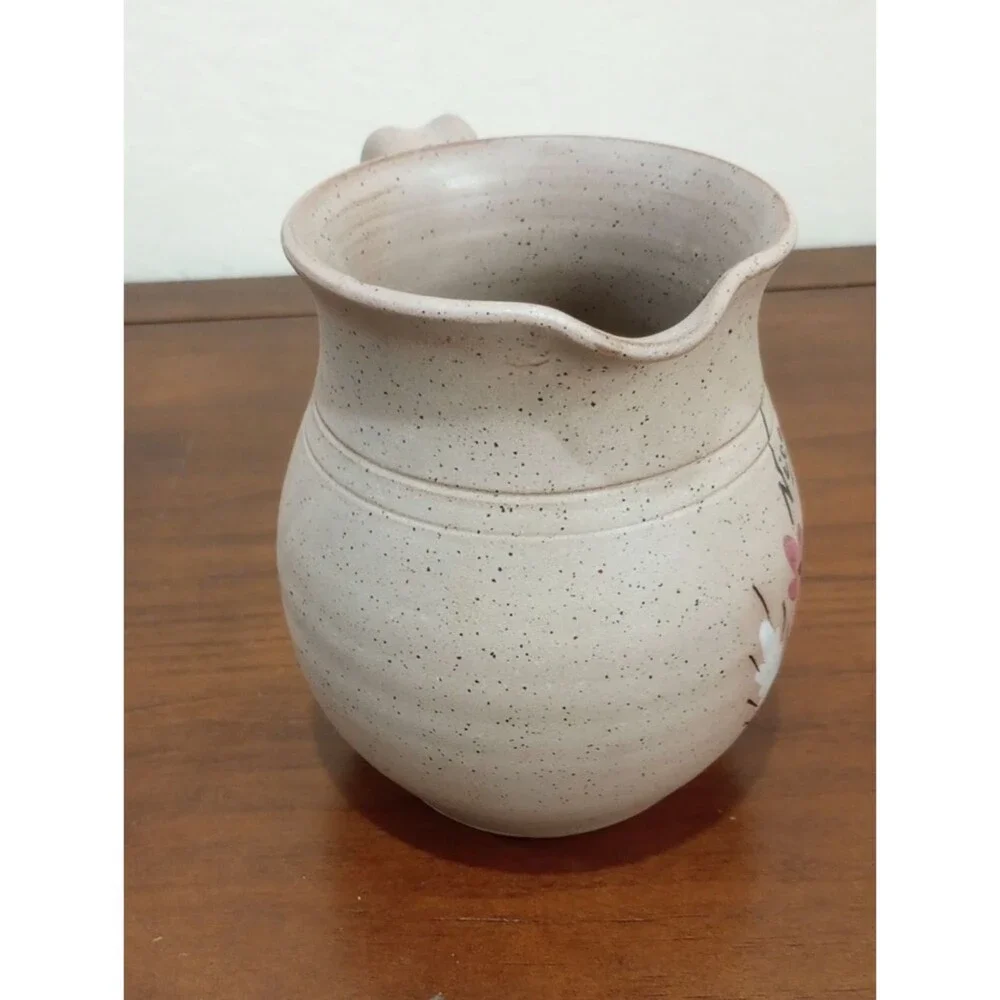 Hand-Painted Floral Pottery Jug/Vase - Vintage!