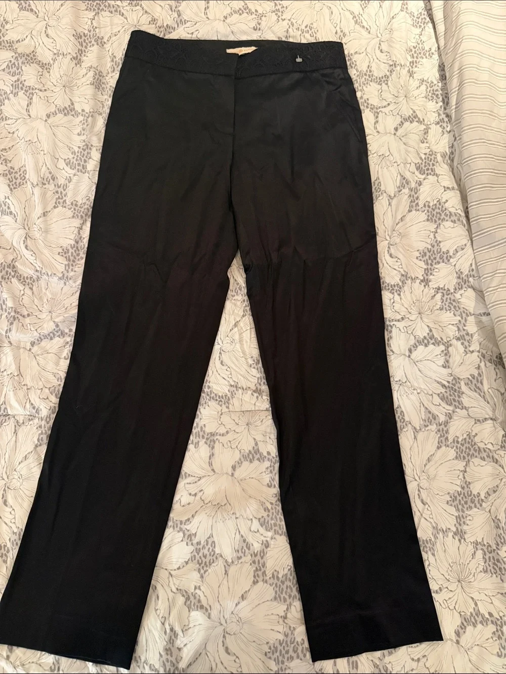 Tory Burch Women’s Black Silk Pant with Embroidery