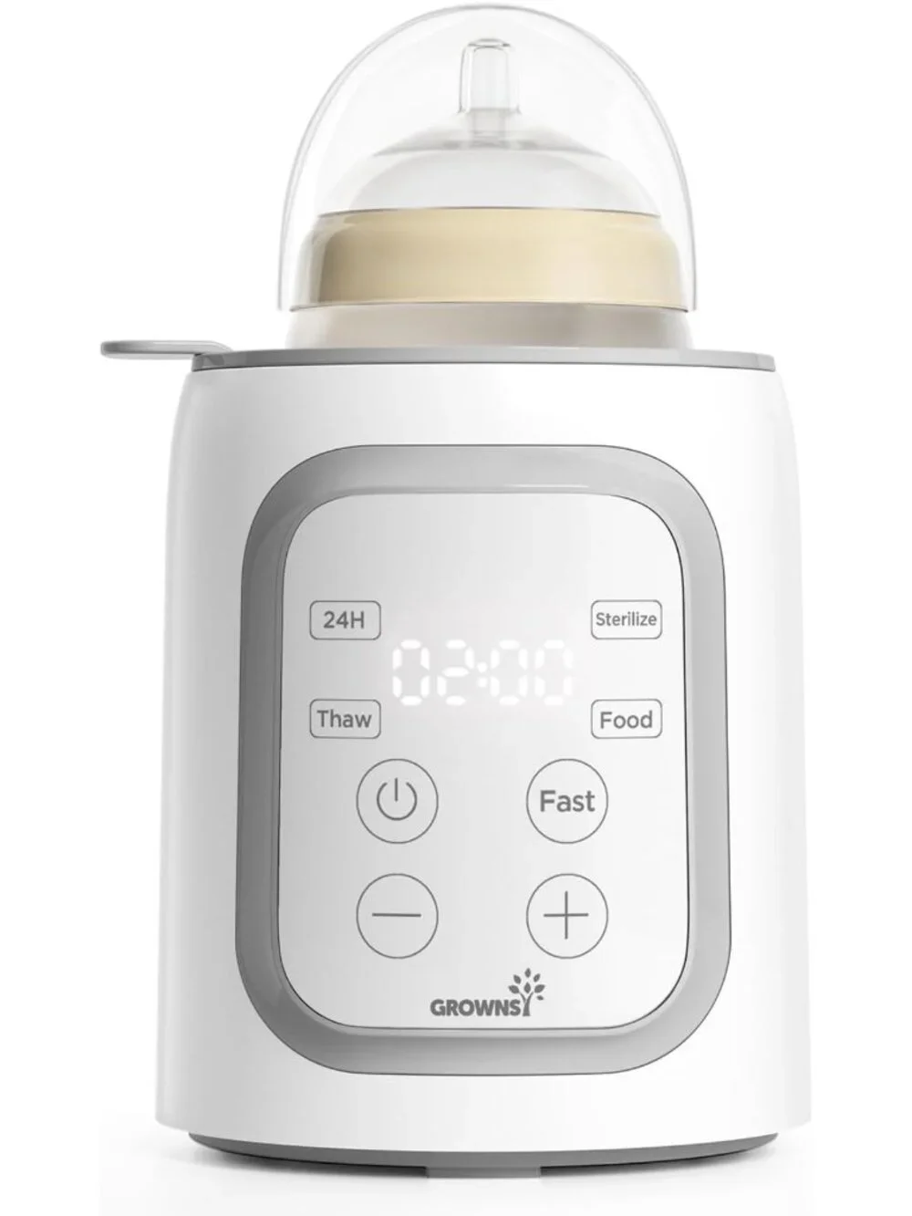 8-in-1 Fast Bottle Warmer with Timer, Gray - Multi-Function Baby Feeding