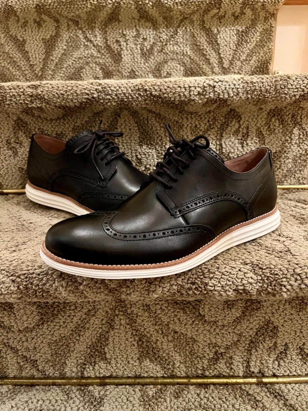 NWOB Cole Haan OriginalGrand Black Wingtip Sneaker Style Oxford Shoes Size 12 M