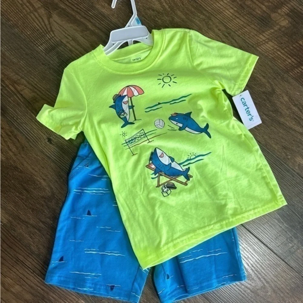 Carter's Kids Shark Graphic Tee and Shorts Set, Size 5T
