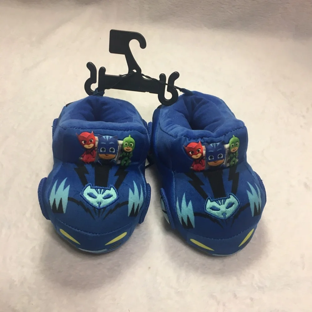 PJ Masks Car‎ Slippers Kids Size 5/6 Blue New Superhero House Shoes Catboy Gekko