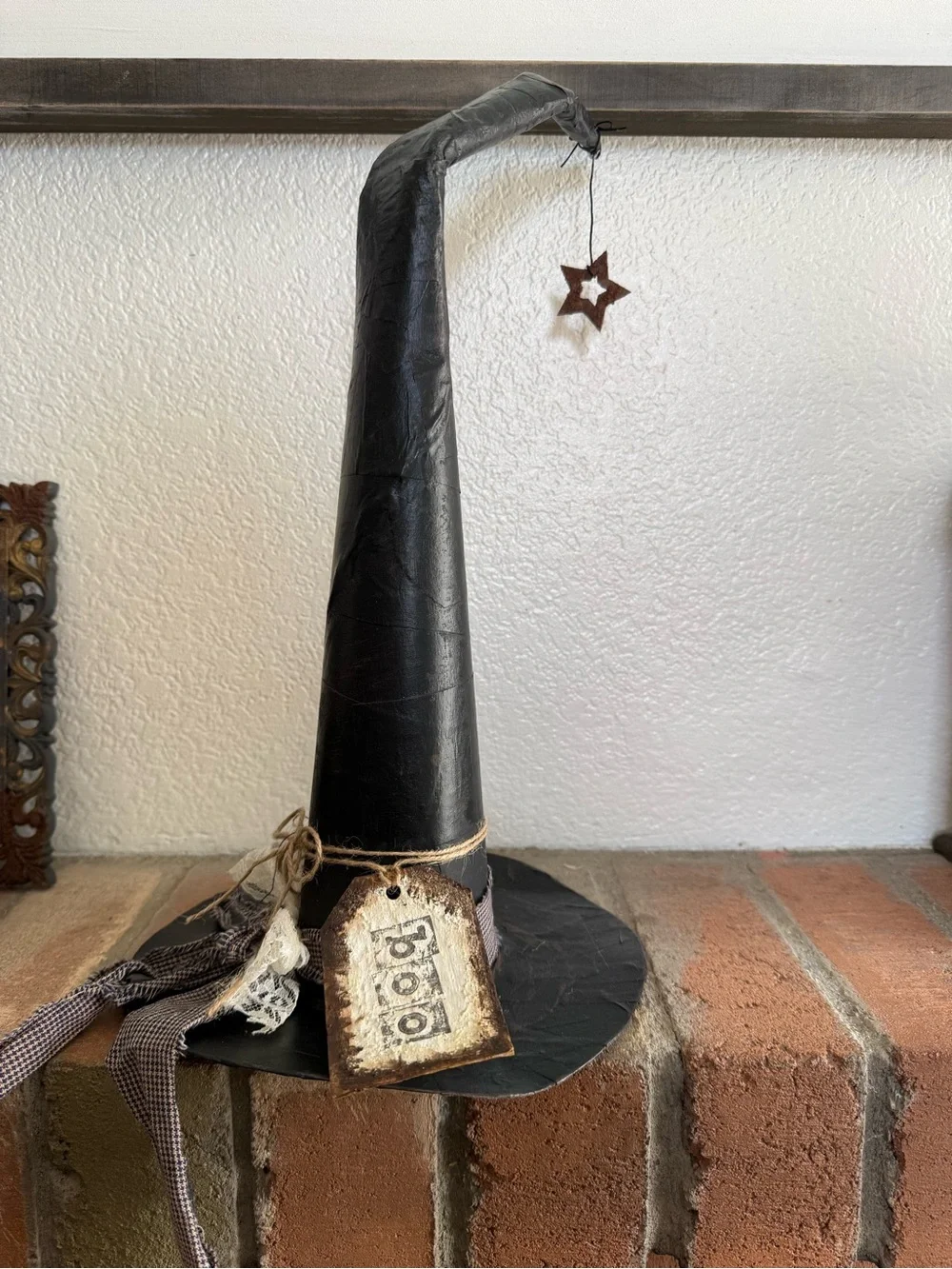 Black Decorative Witch Hat Holiday Accent - Handmade