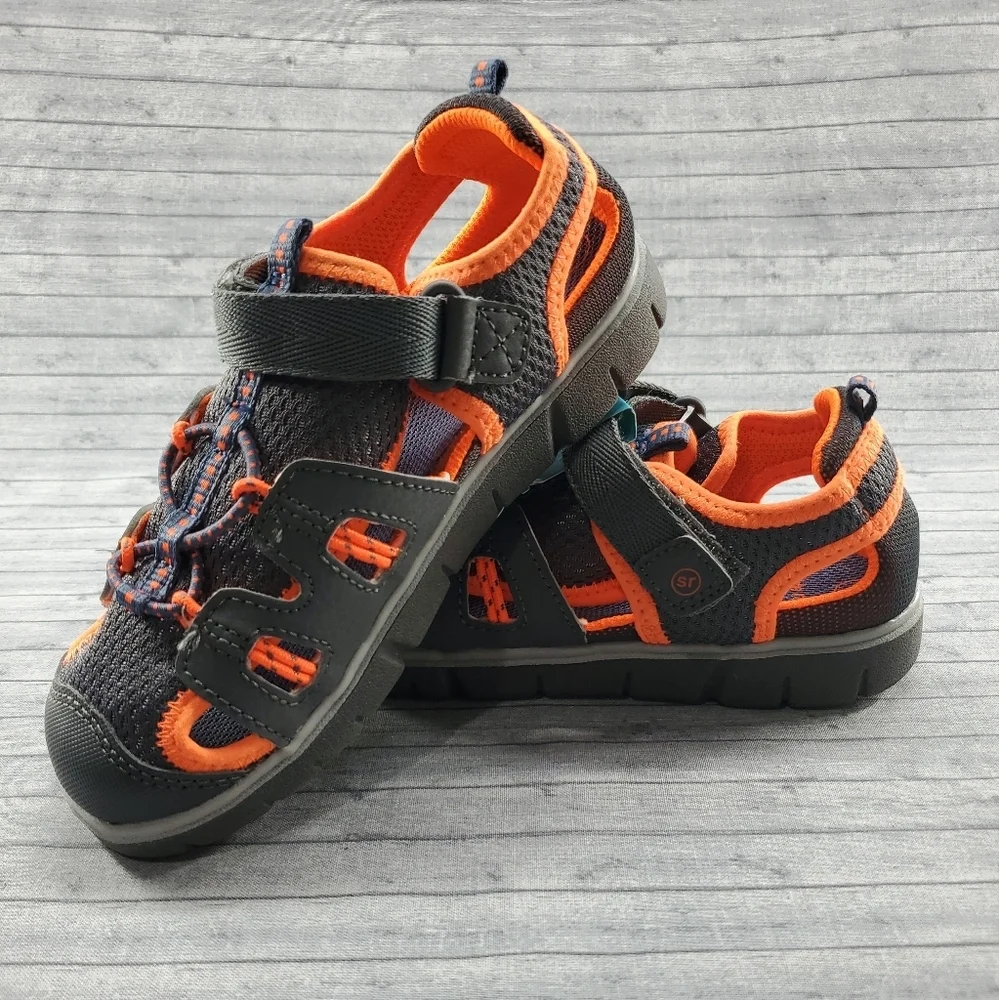 NWOT Stride Rite River‎ Sandals Strappy Toddler Boys Size 12 Gray Orange