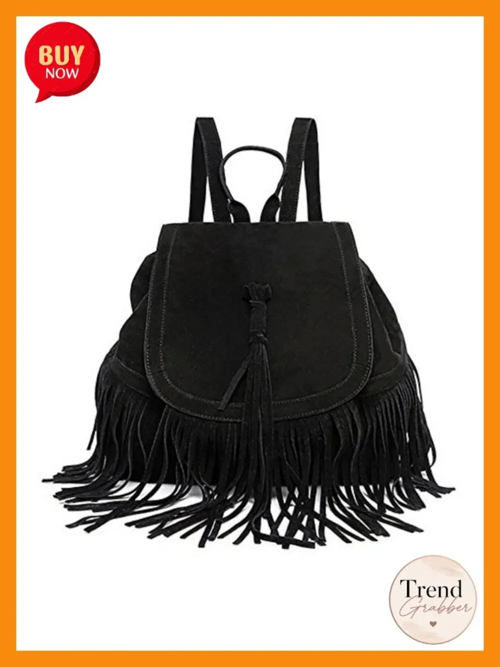 PU Leather Fringed Backpack Purse Women Daypack Travel Shoulder Bag