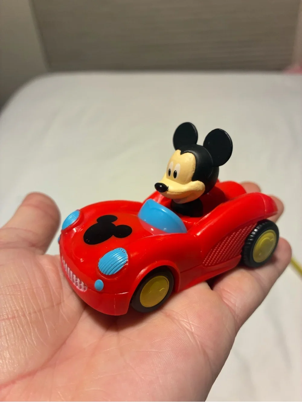 Disney Red Mickey Mouse Race Car Toy with Blue Accents