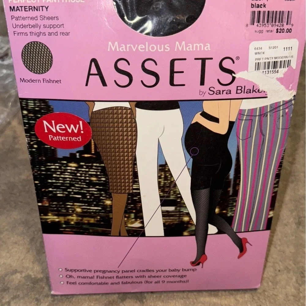 ASSETS Marvelous Mama Maternity Tights Size 1 Black Underbelly Support‎ Womens