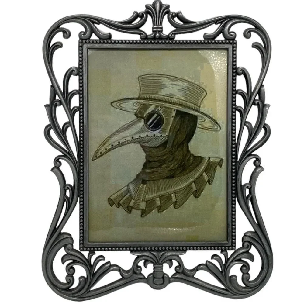 Reproduction Plague Mask Photo in Metal Frame