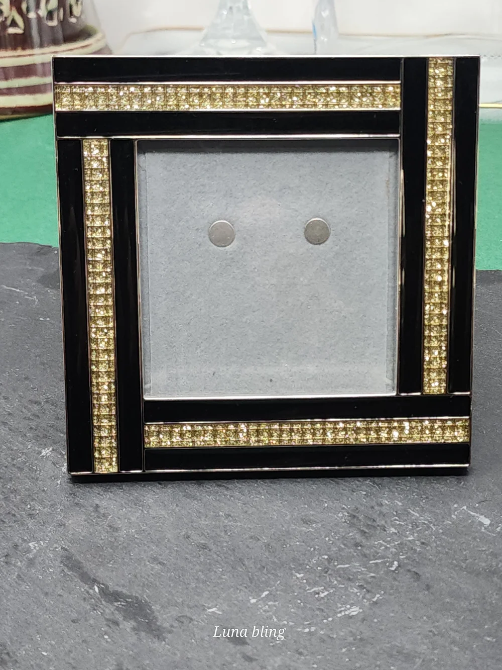 Luna Bling Black and Gold Square Decorative Photo Frame