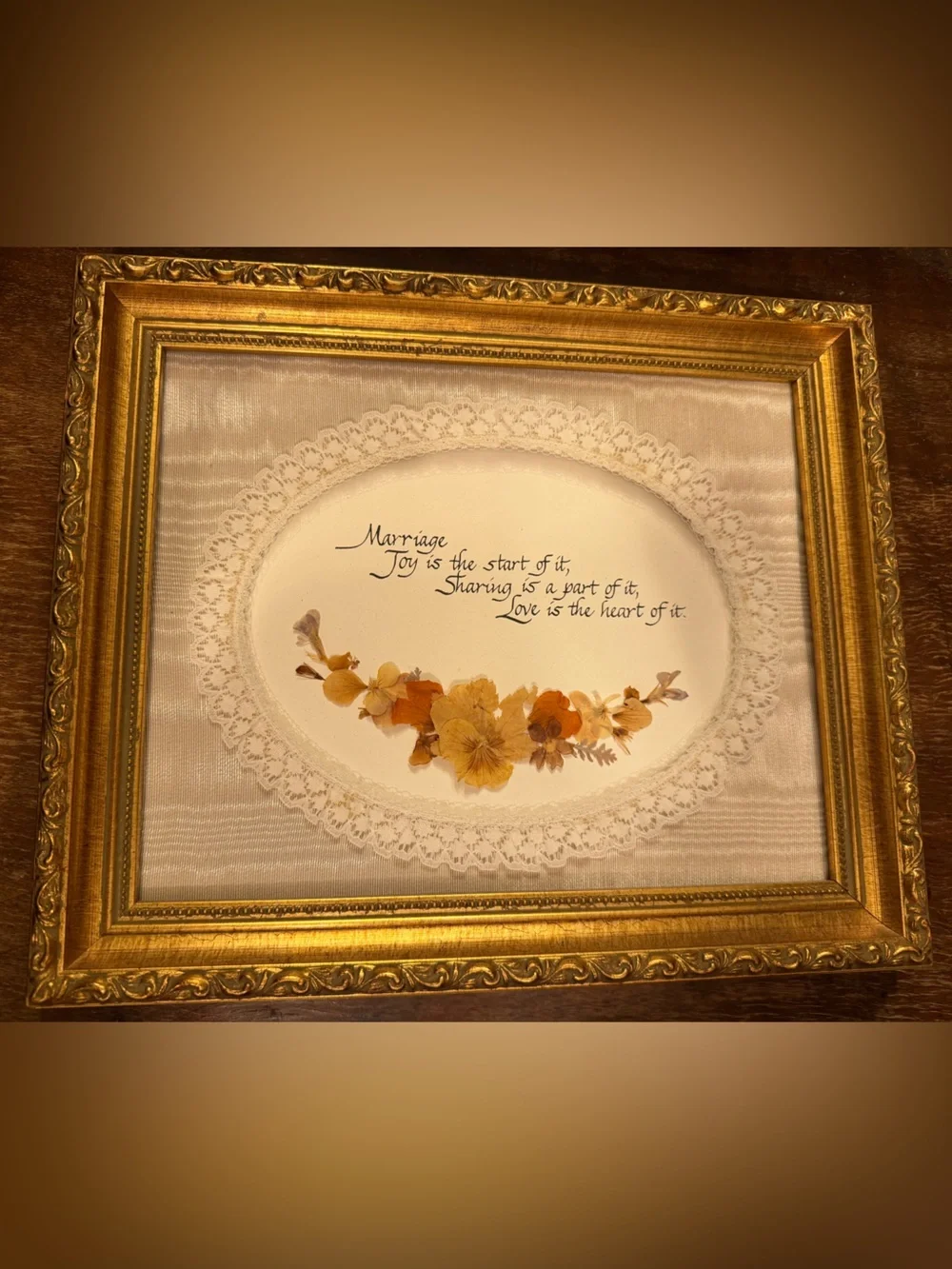 Vintage Gold Framed dried Floral Wall Art