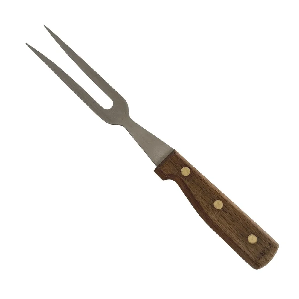 Lifetime Cutlery Old Homestead Stainless Japan‎ Carving Fork Wood Handle Vintage