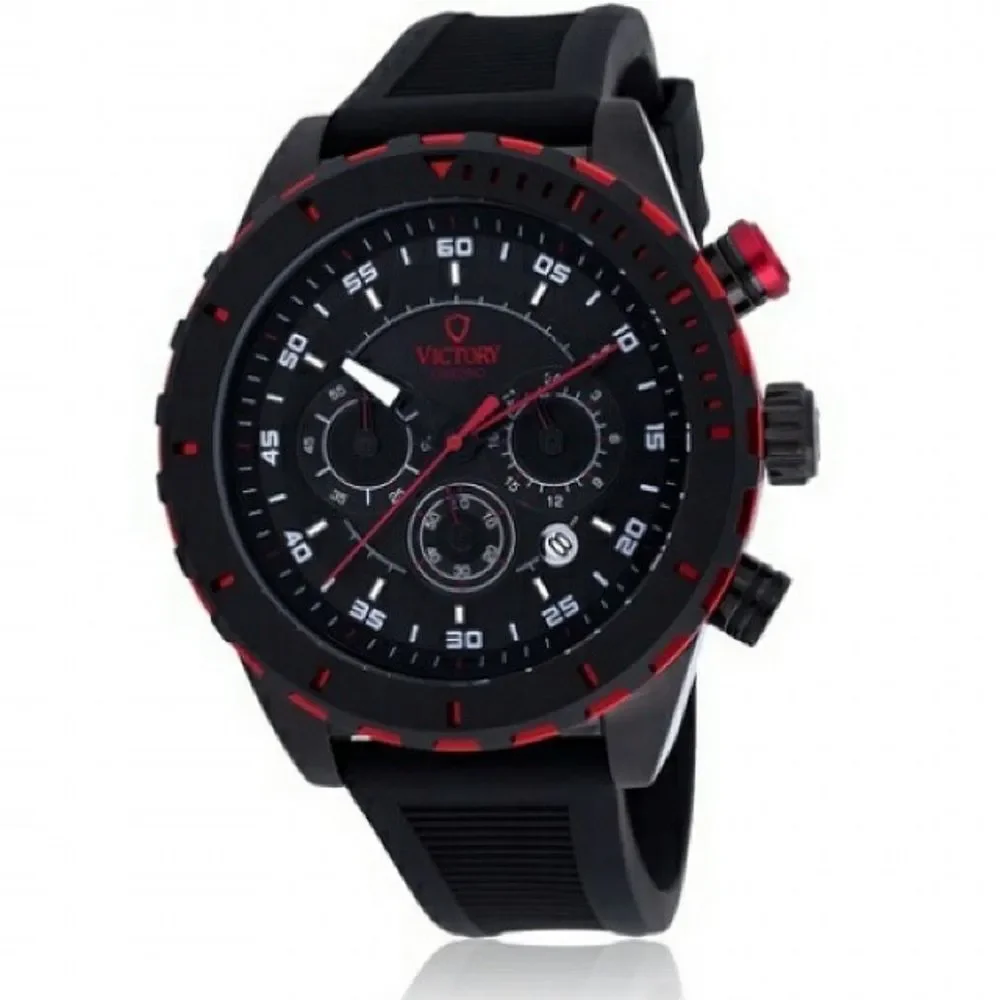Victory Instruments‎ 8229 Chronograph Black & Red 3 Subdials Men's Large Watch