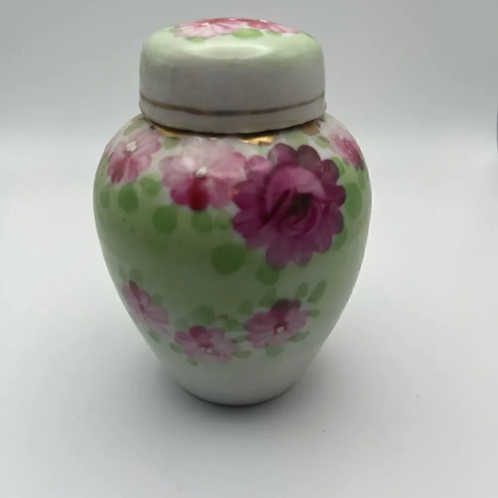 Vintage floral ginger jar hand painted