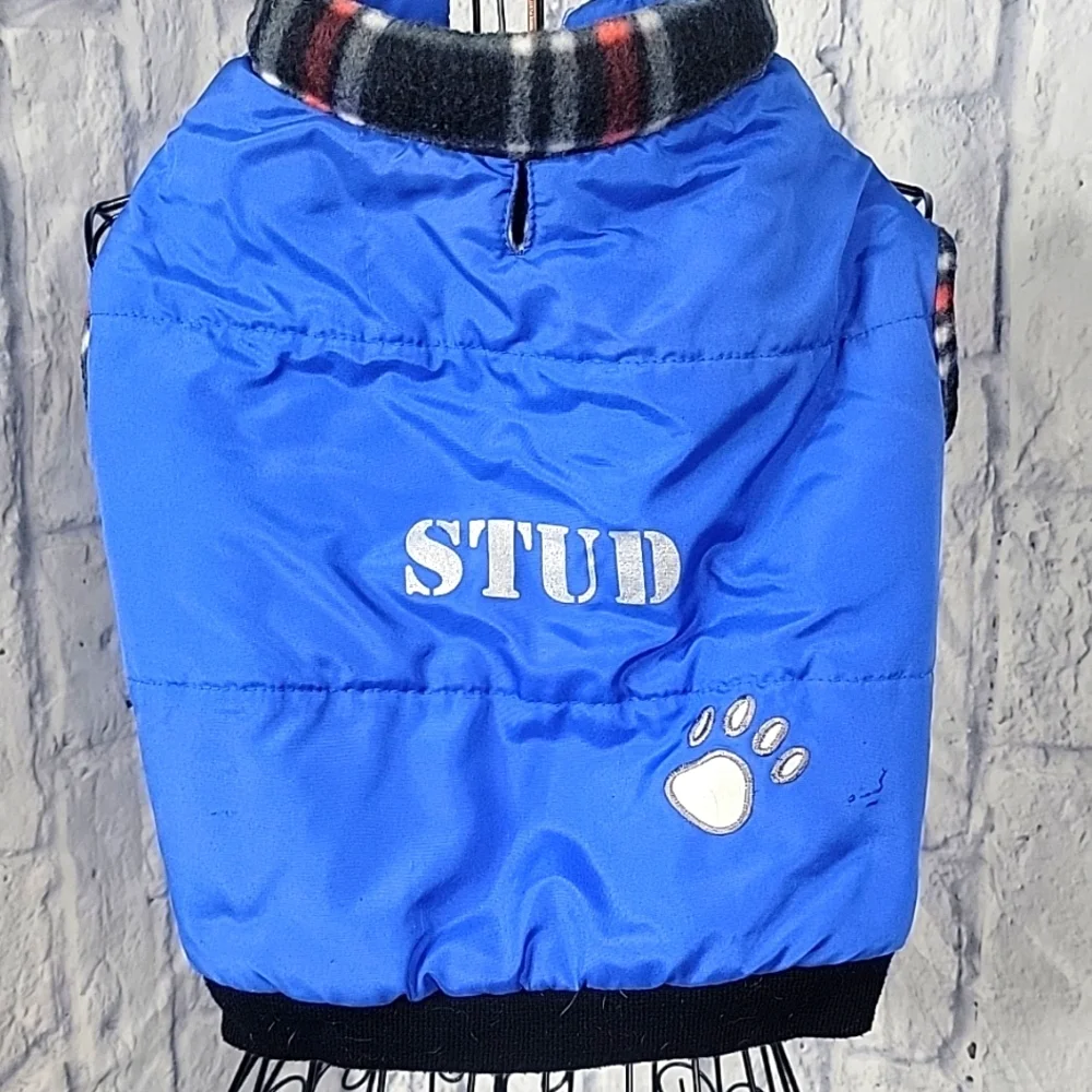 Blue‎ Nylon Stud Dog Velcro Vest Jacket 12.5X14 inches