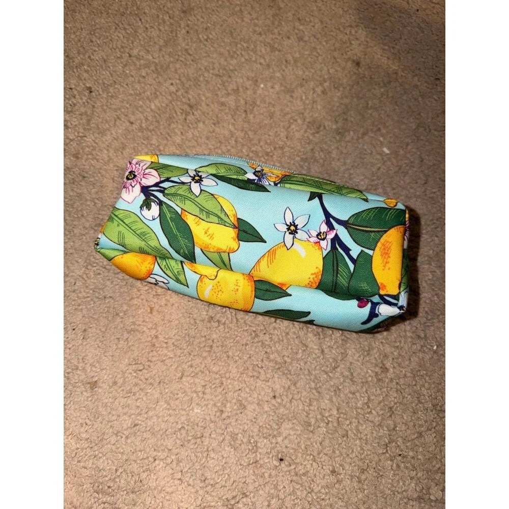 Vera Bradley lemon grove pouch cosmetic make up small bag zip