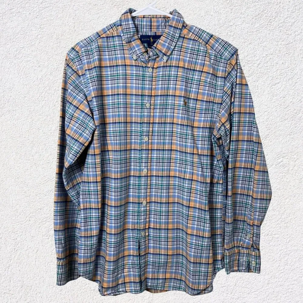 Ralph Lauren Youth Boys 20 Dress Shirt‎ Plaid Long Sleeve Button Down Easter