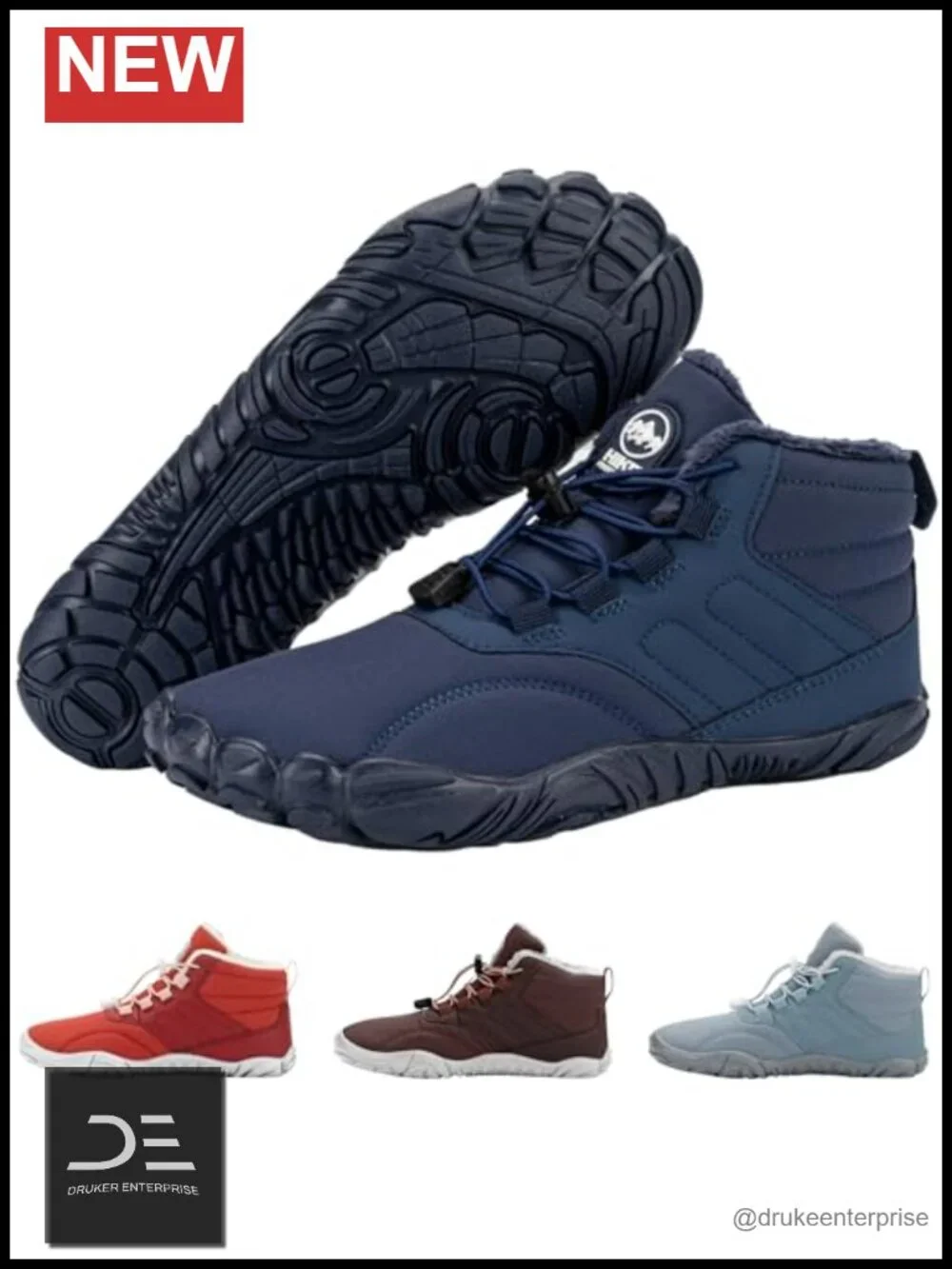 Winter Barefoot Hiking Boots for Plantar Fasciitis - Non-Slip Slip-On Water