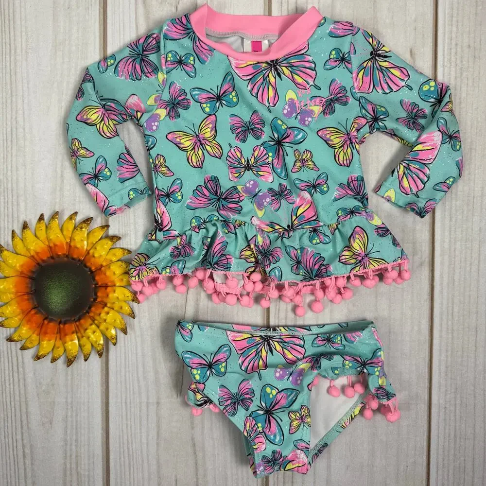 betsey‎ johnson girls long sleeve tankini swimsuit 12M