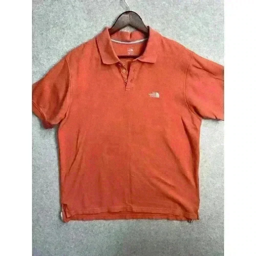 The North Face Wander Polo Short‎ Sleeve Shirt Rusted Bronze Orange Sz L Cotton