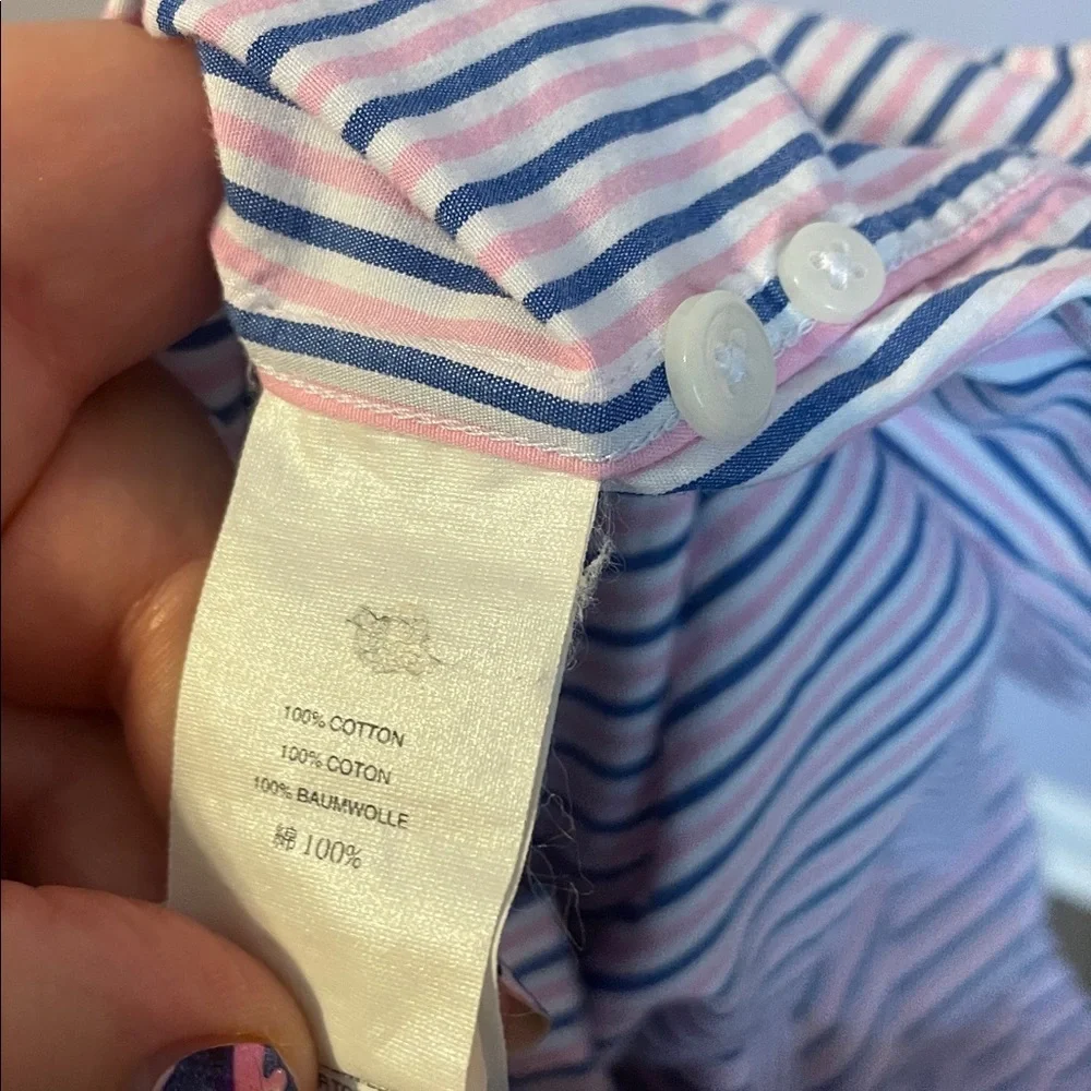 J. Crew Pink Blue White Striped Cotton Slim Fit Button Up Shirt size M