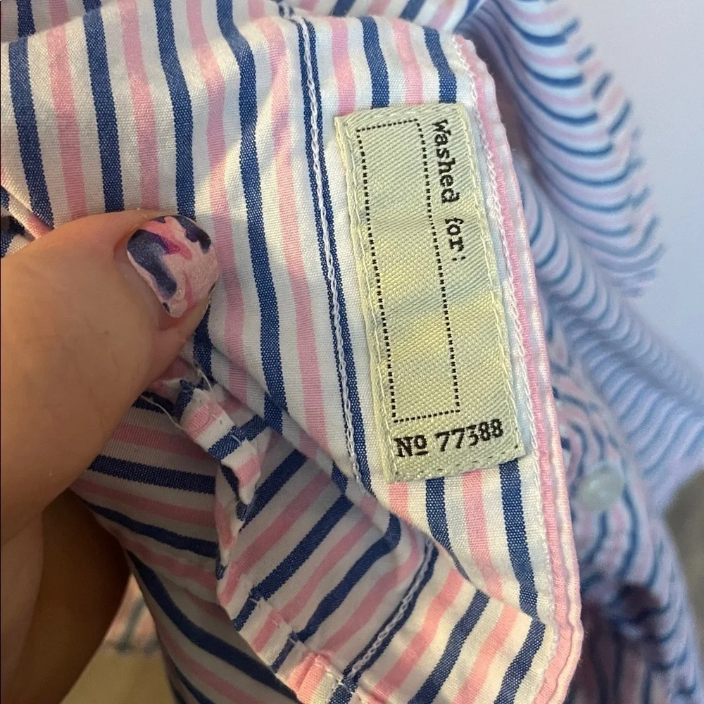 J. Crew Pink Blue White Striped Cotton Slim Fit Button Up Shirt size M