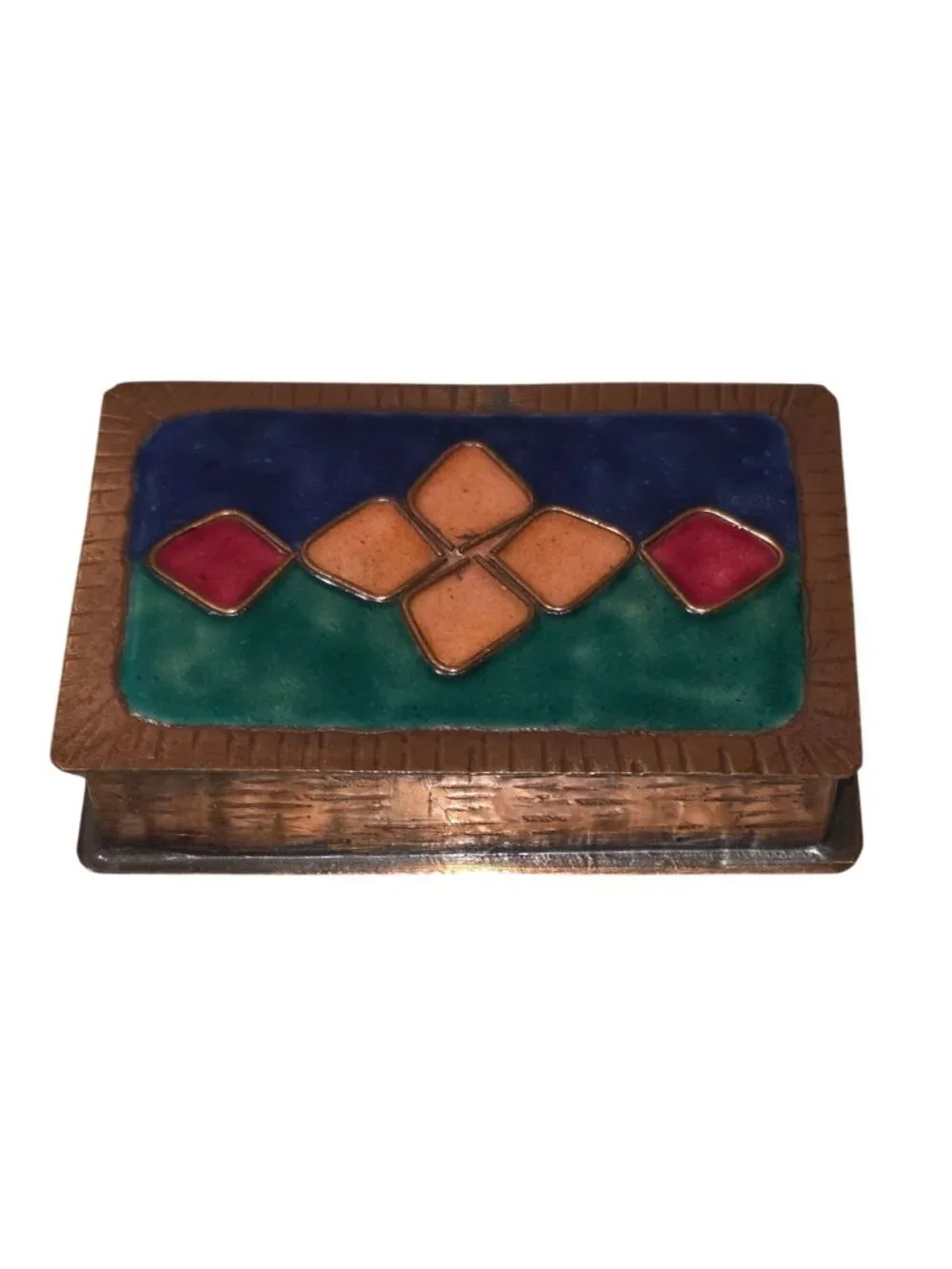 Bombay Brass-Tone Enamel Metal Trinket Box 3.5