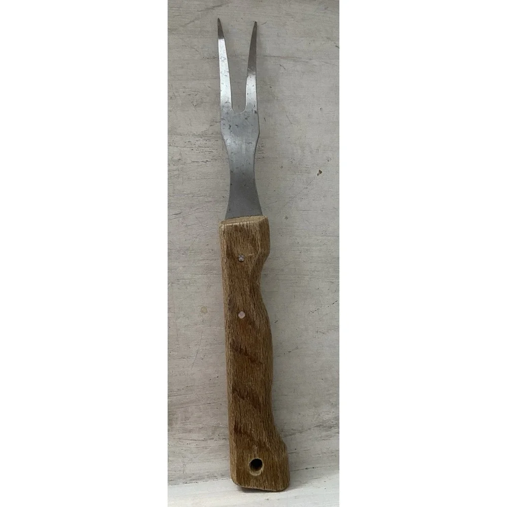 Vintage Carving / Turning Fork‎ Stainless Steel, Classic Wood Handle