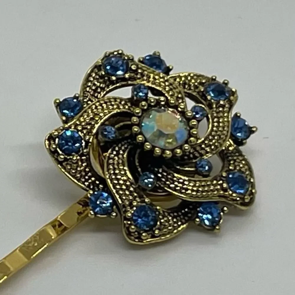 Handmade blue rhinestone