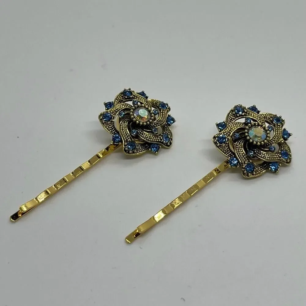 Handmade blue rhinestone