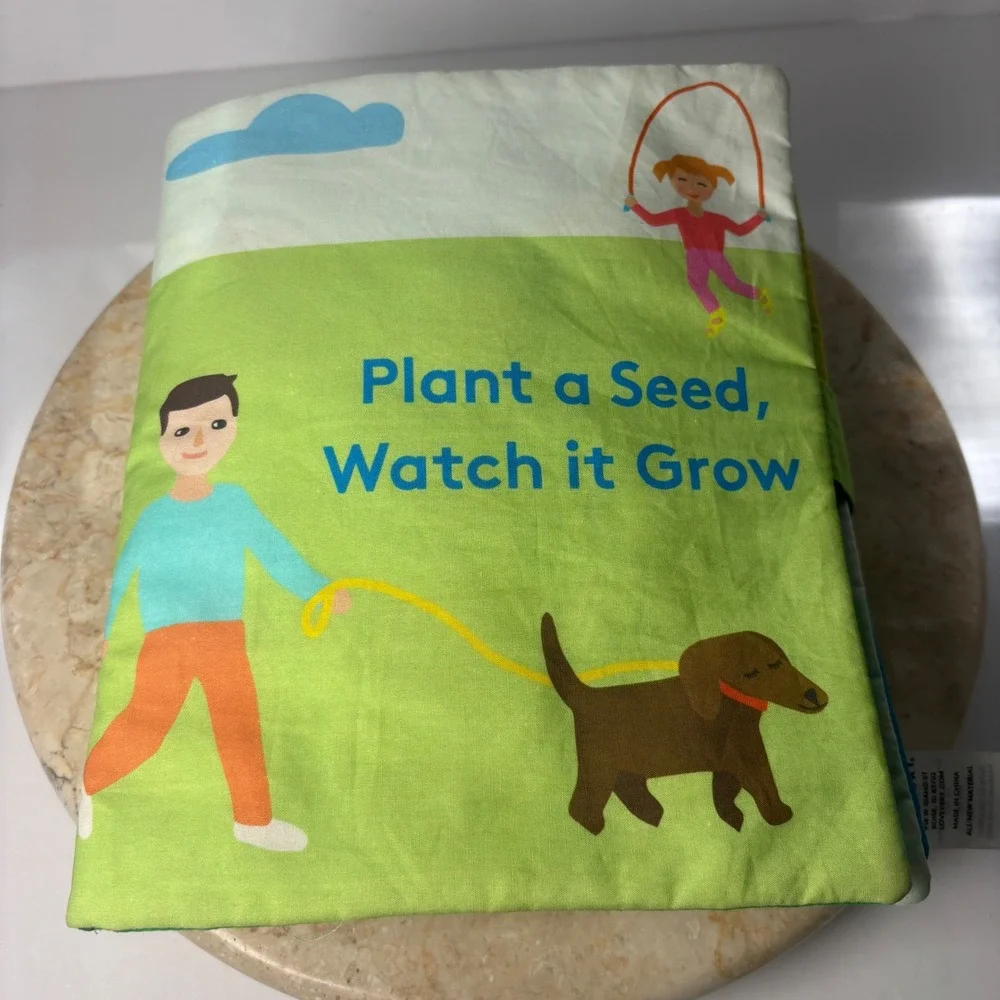 READ Lovevery Soft Cloth Book Green Plant a Seed Watch it Grow Organic Cotton‎