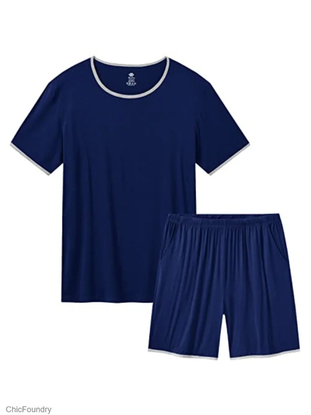 Men's Pajama Set Soft Modal Sleepwear Short Sleeve Summer Lounge with Pockets