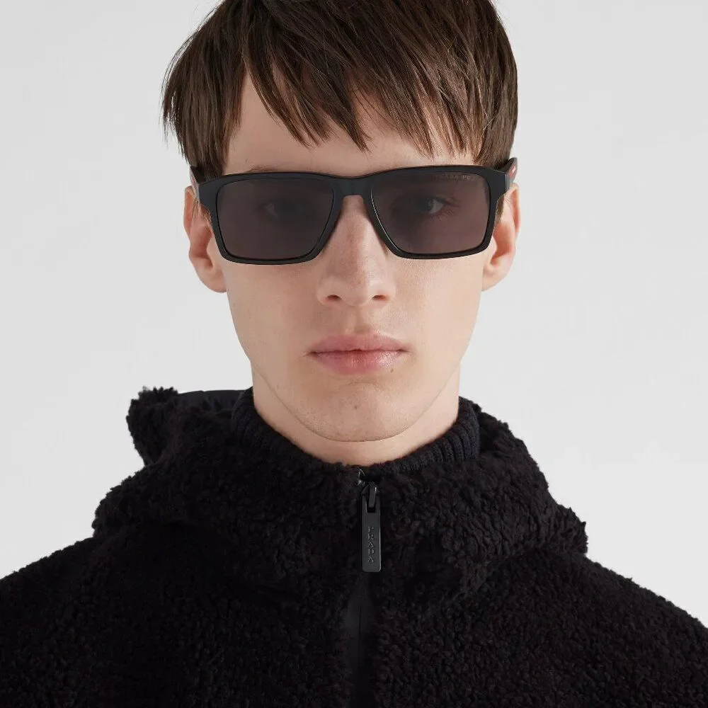 NEW Prada Linea Rossa PS05YS DG050A Black Rubber Brown Unisex Sunglasses
