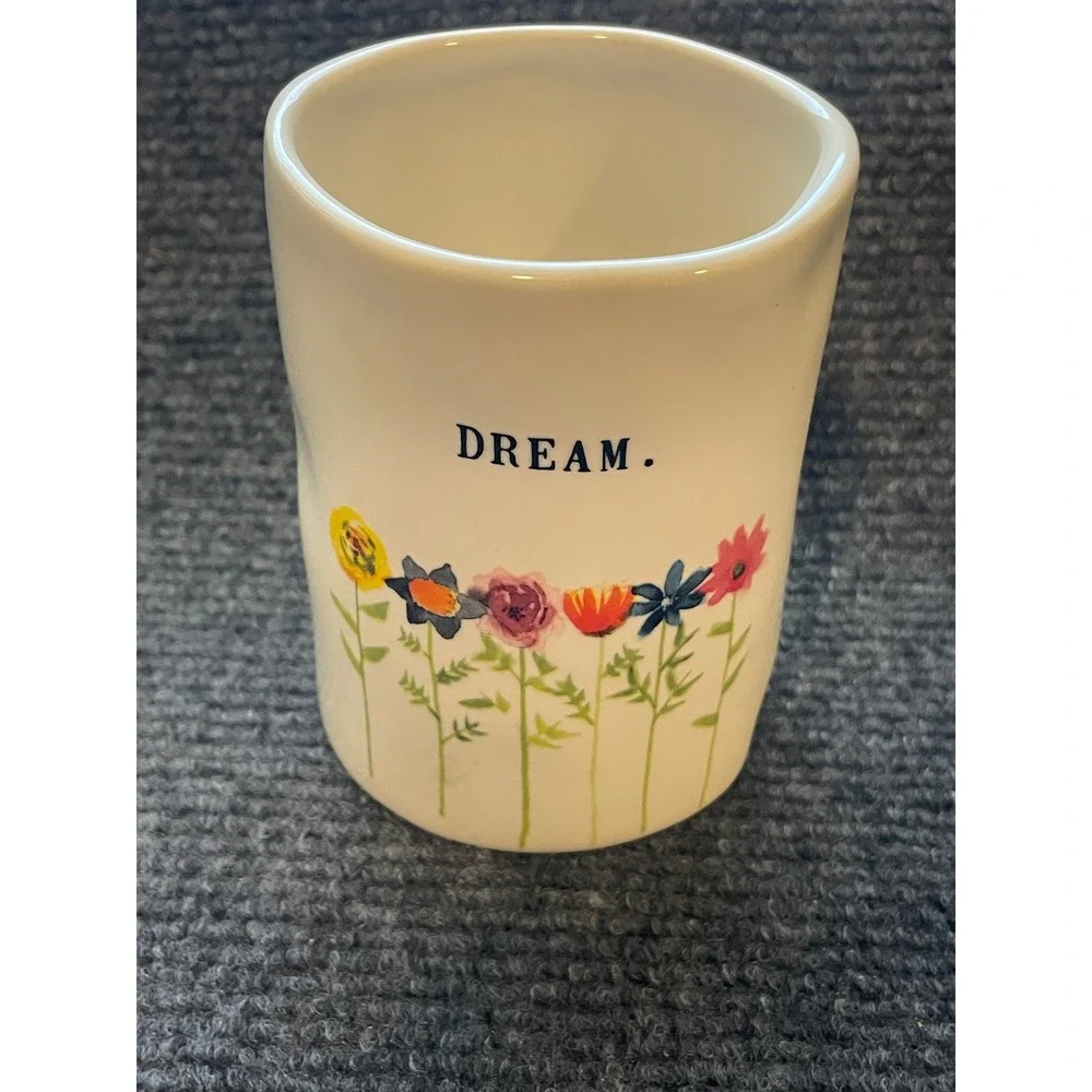 Rae Dunn Dream Wildflower Ceramic Tumbler Pencil Cup Magenta Artisan Collection