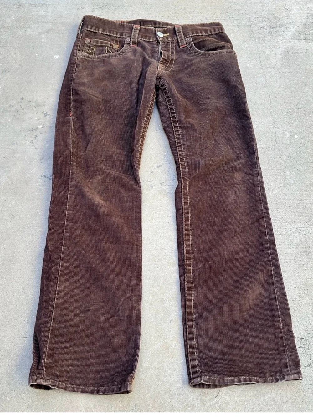 True Religion Bobby Men’s Vintage Classic Fit Corduroy Jeans Pants Brown ~Row 31