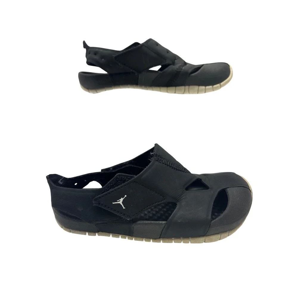 Jordan Flare Sandals Kids 9C Black CI7850 Hook and Loop Closed Toe Basketball 23