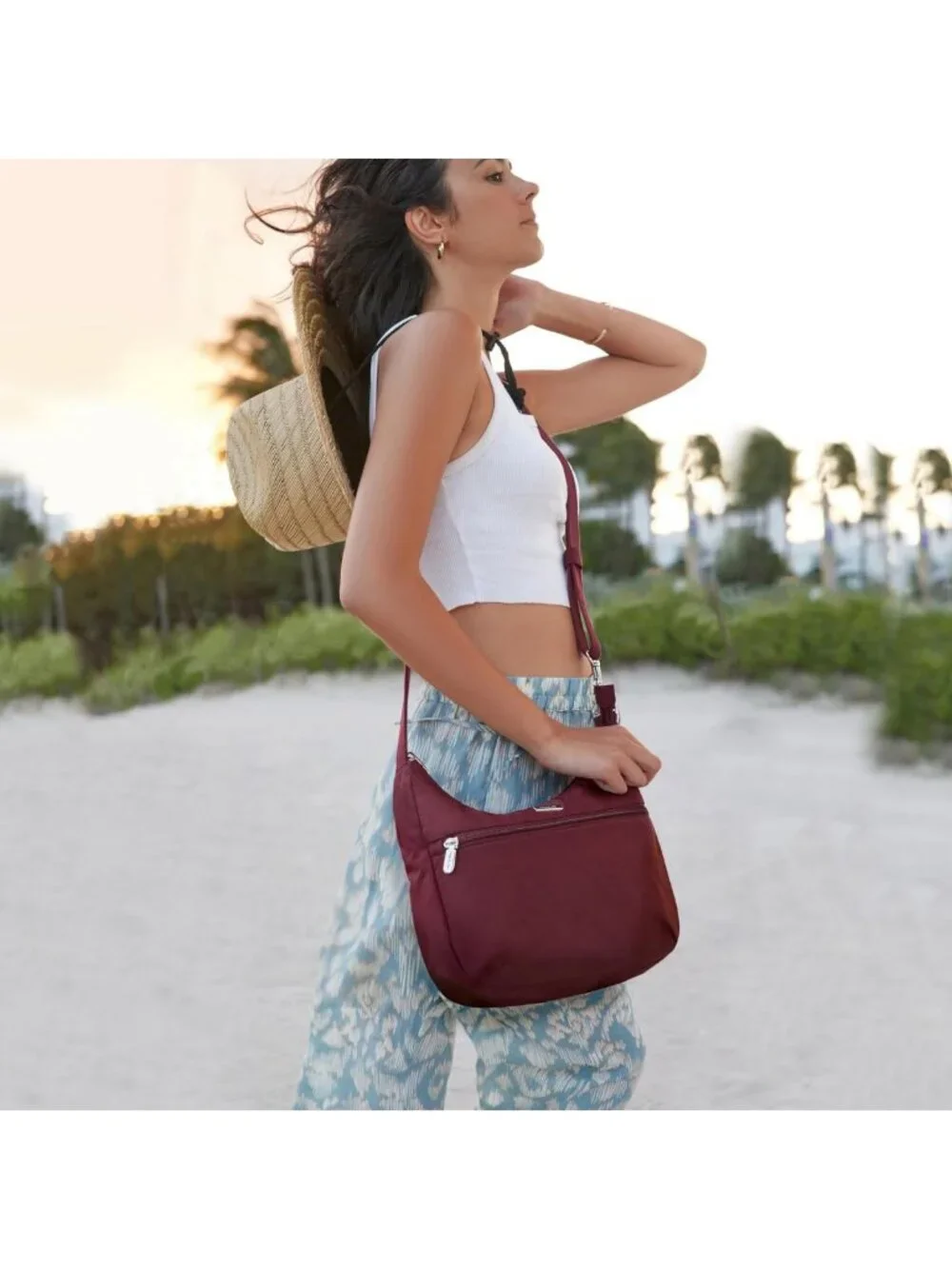 Anti-Theft East/West Hobo Bag for Travel, Stylish & Secure Everyday Tote