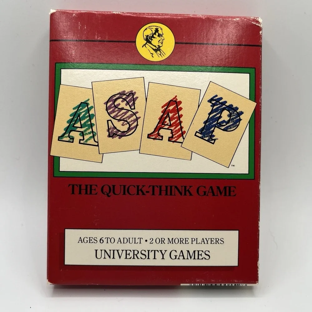 ASAP Card Game , Quick-Think Game, University Games * Travel Edition,‎ Vtg 1990