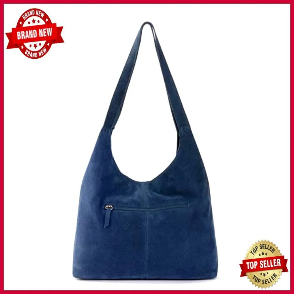 Large Leather Hobo Handbag with Double Shoulder Straps for Everyday Travel