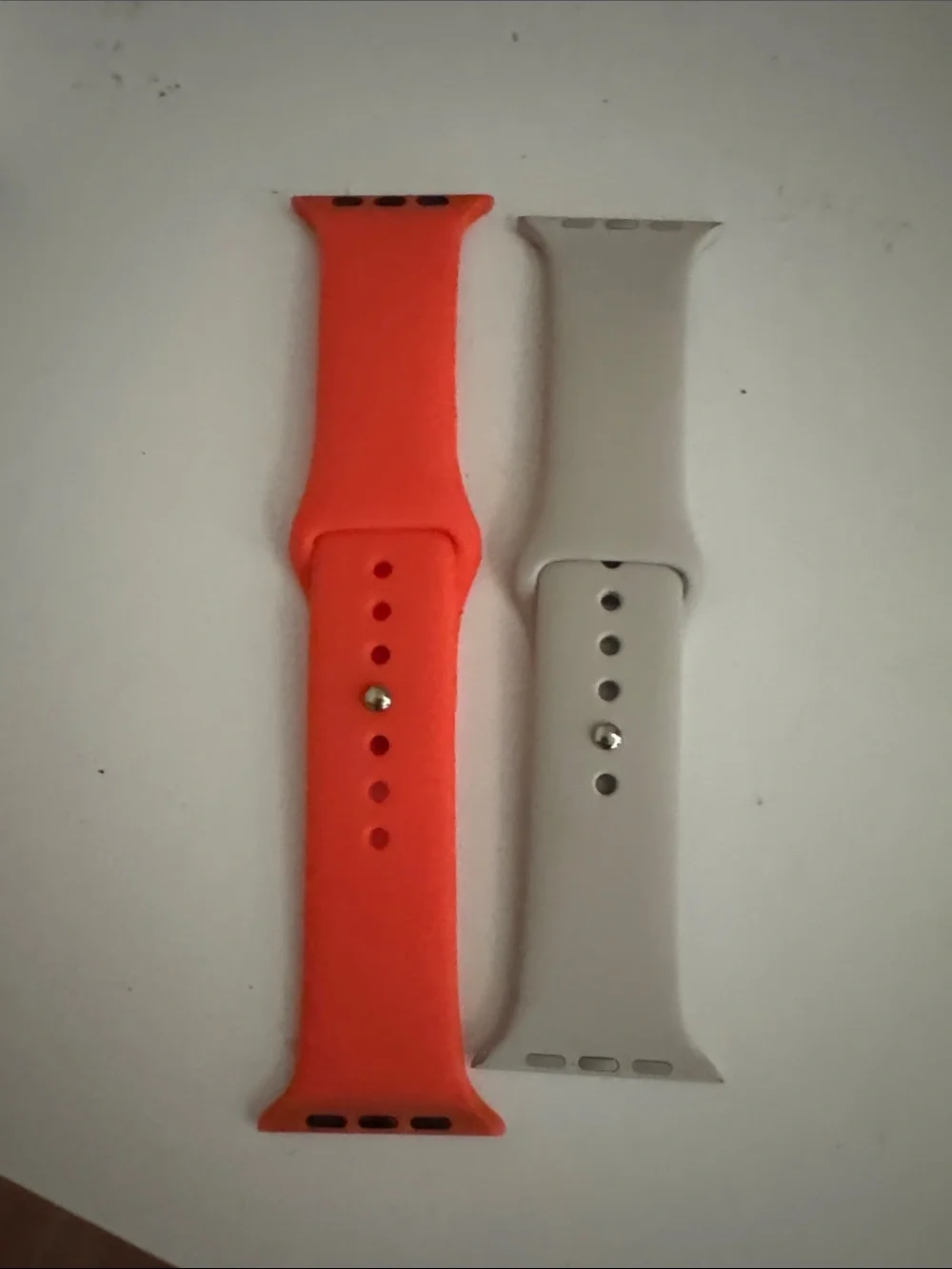 Apple Silicone Watch Bands - Bright Orange and Light Gray Duo