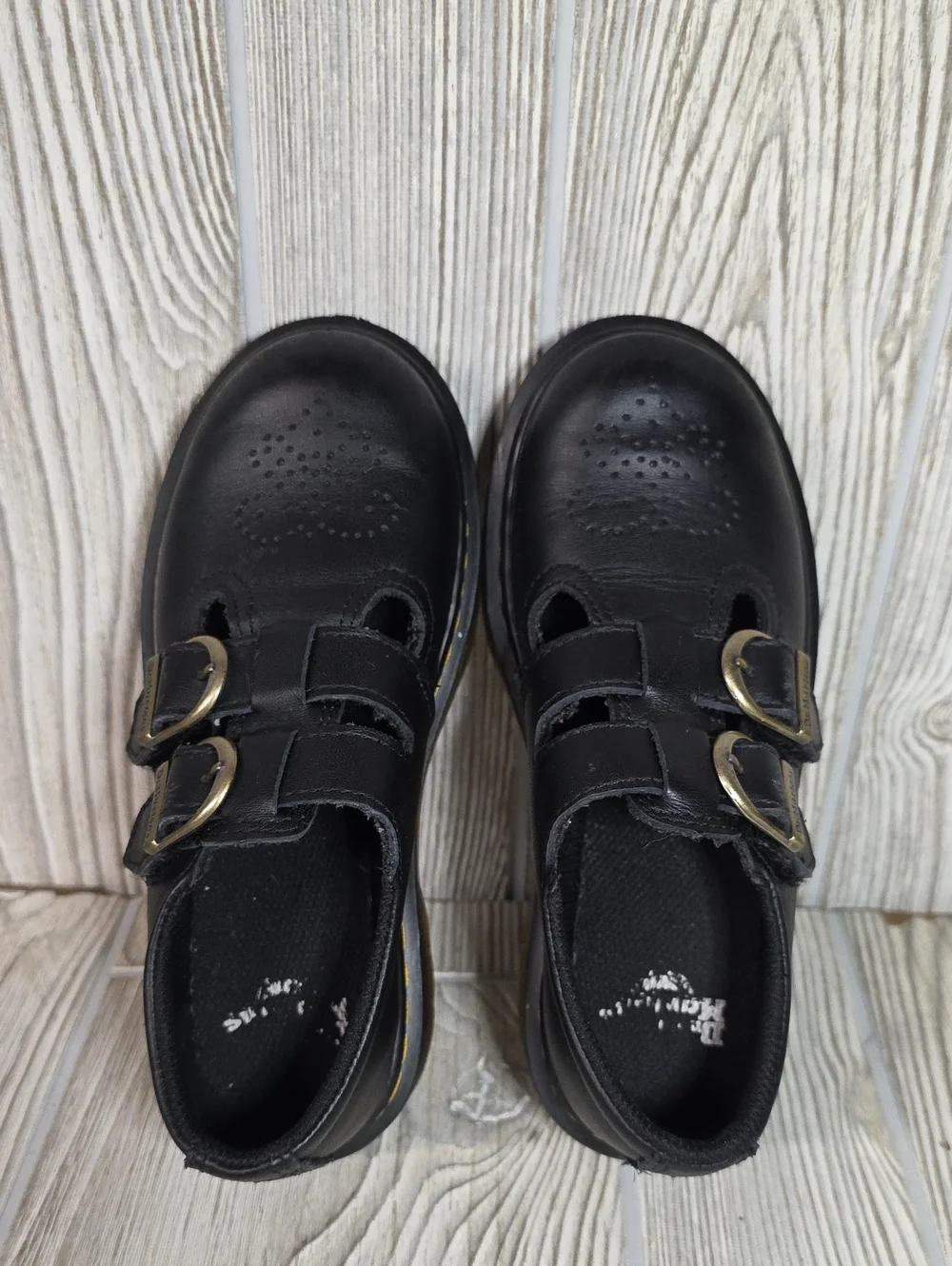 Dr. Martens Kids 8065 Black Leather Mary Jane Shoes Kids Size 13