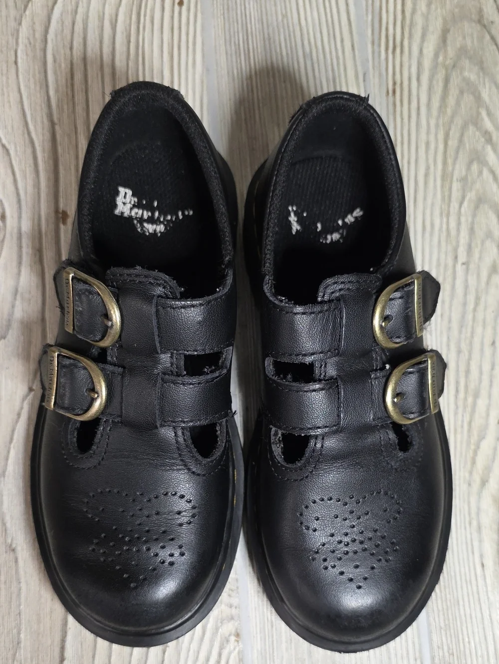 Dr. Martens Kids 8065 Black Leather Mary Jane Shoes Kids Size 13